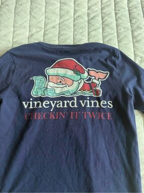 Vineyard Vines Boy Short-Sleeve 'Checkin' It Twice' Santa Graphic Tee size 7